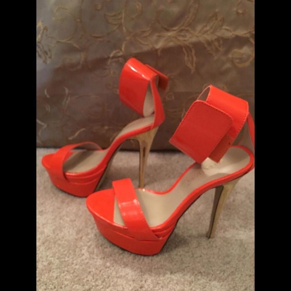 😎🧡Orange Shoedazzle 5.5 High Heels - Ankle Strap Shoes - Picture 6 of 12